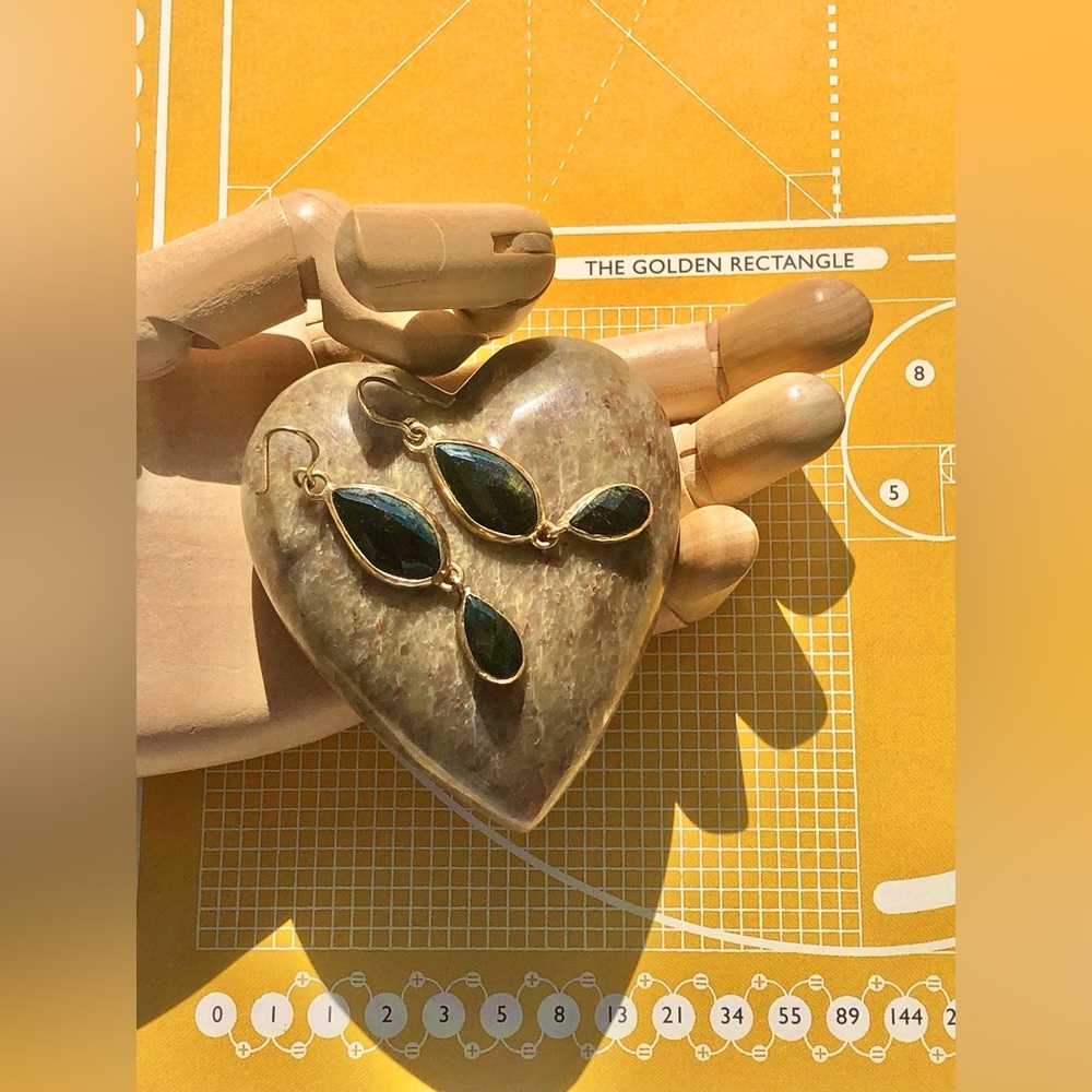 Barse Multifaceted Labradorite Dangling Gold Tone… - image 8